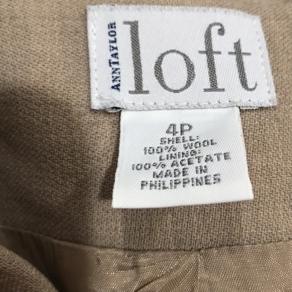 Ann Taylor loft Tan blazer 4 button down 100% wool 4P Career Professional E - Picture 5 of 5